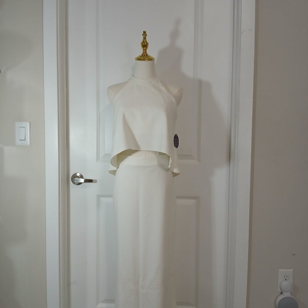 NWT Windsor Halter Maxi Dress Women's Small Cream Formal Evening Gown - Picture 2 of 6